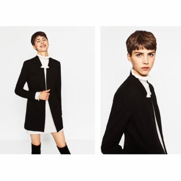 ZARA Black Minimalist Contemporary Workwear Blazer Jacket. Size XS. - Picture 1 of 16